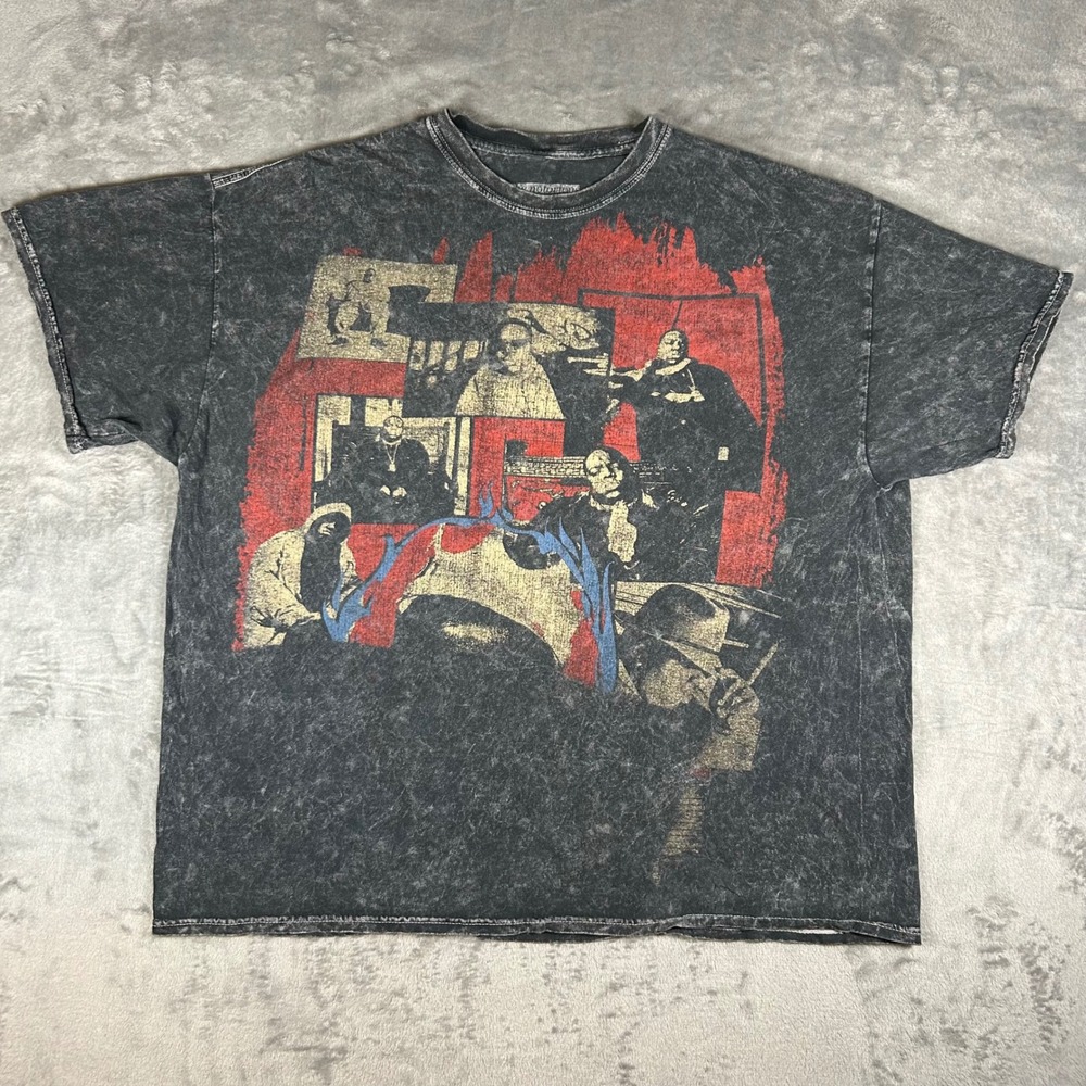 Notorious BIG Biggie Smalls Acid Wash Graphic T-Shirt Mens XL Charcoal Grey